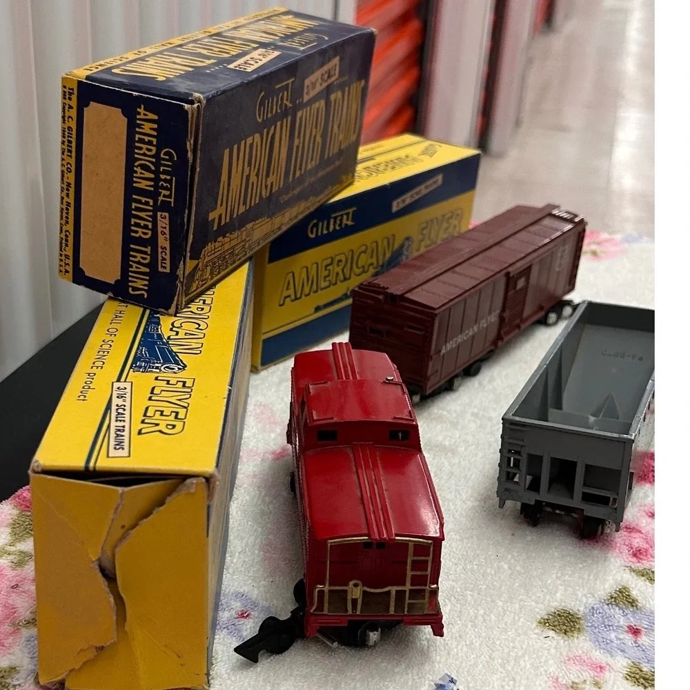 Vintage American Flyer S Scale Train Car Lot 638 640 642 AC Gilbert w Boxes